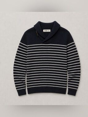 Old Navy Men's Navy & White Shawl Collar Stripe Sweater With Toggle Button XL